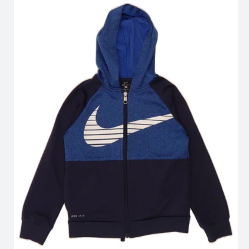 Nike Boys jacket with hoodie, color blue size 6-7, pre owned $20.00